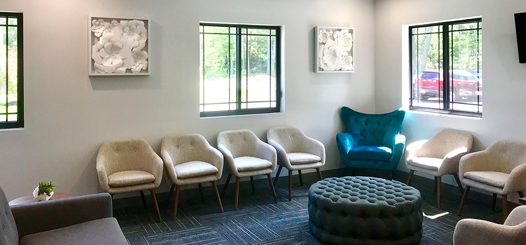 Comfortable seating in orthodontic office waiting room